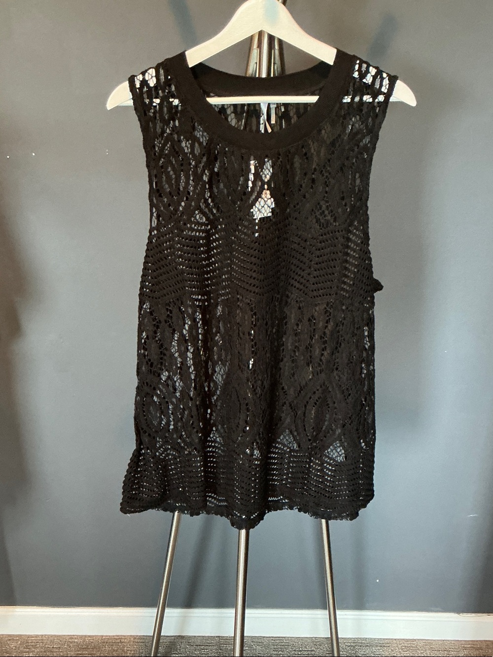 Black Crochet Sleeveless Top